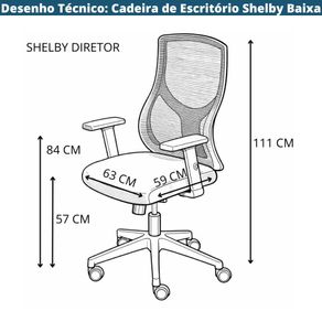 Desenho Tecnico Cadeira de Escritorio Shelby Baixa